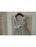 Silver Sequin Tulle Satin Sash Straps Big Bow Flower Girl Dress